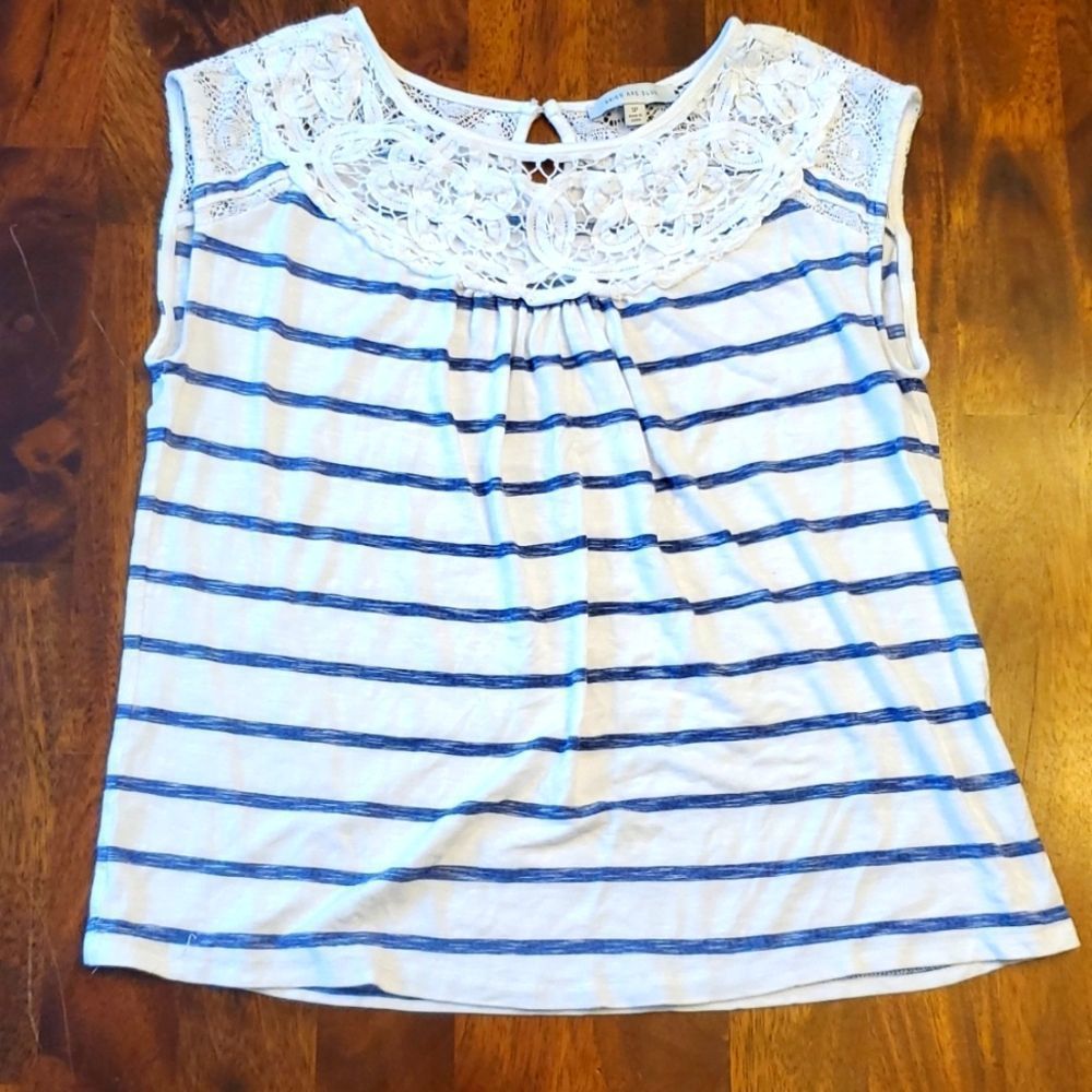 Skies are blue lace detail cap sleeve top